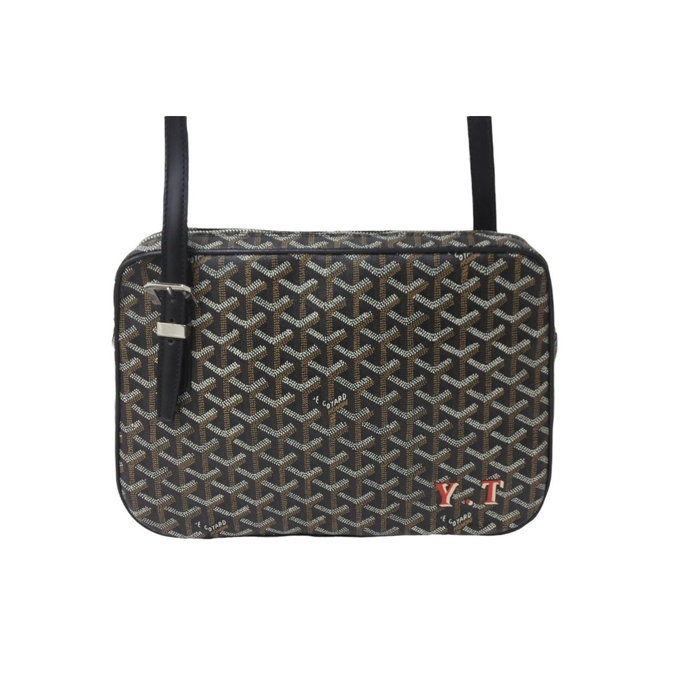Goyard Leather Bag Shoulder Yona Black Coated Canvas